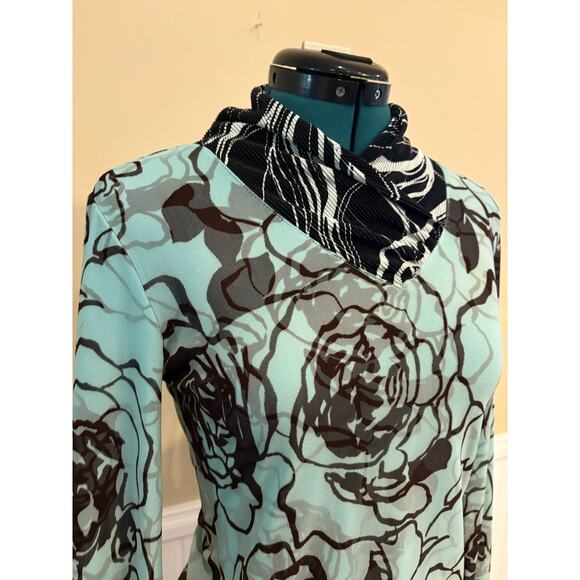 ANAC Designed by kimi Size Medium Floral and abstract blue brown Y2K Blouse EUC - Picture 3 of 5